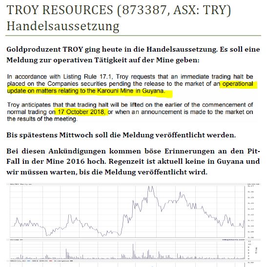 Troy Res- Top Goldproduzent Profit A$16.7 Million 1078400