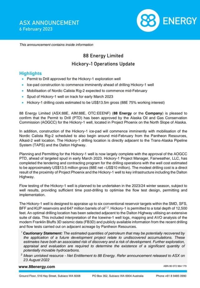 Öl-Projekt 88 Energy Project in der heißen Phase 1355626
