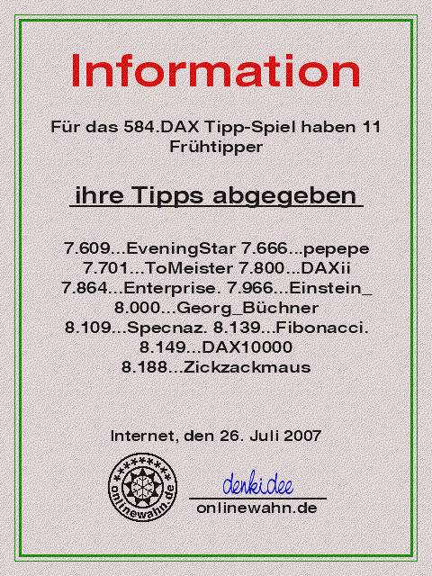 583.DAX Tipp-Spiel, Donnerstag, 26.07.07 110977