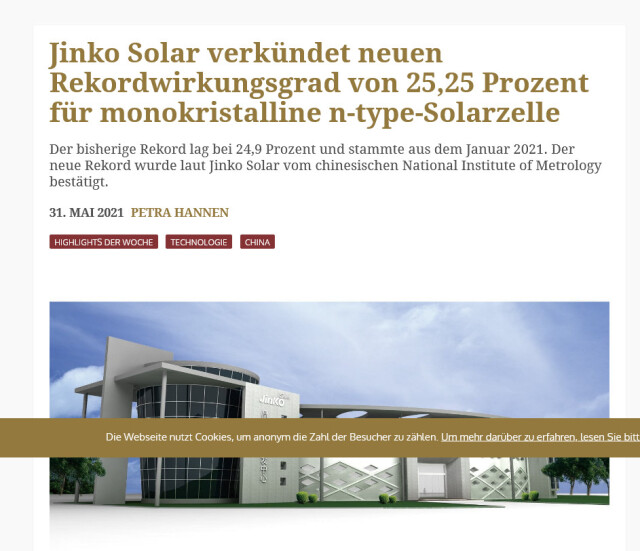 Jinko Solar vor einer Neubewertung ? 1256299